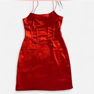 Elegant Red Satin Dress